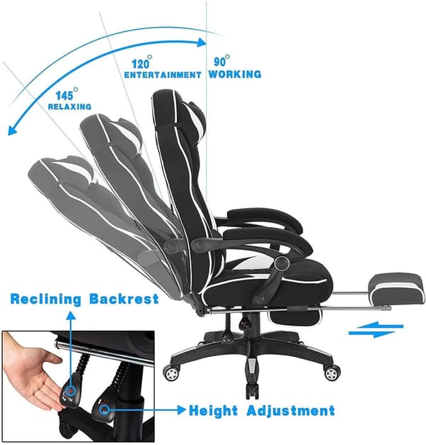 Rootz Gaming Chair - Kontorstol - Computerstol - Åndbart mesh - Justerbar komfort - Ergonomisk design - 121cm-128cm x 56cm x 46cm