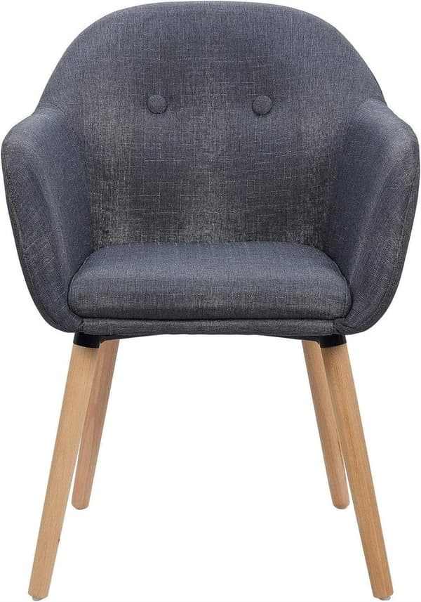 Ergonominen Rootz-tuoli - Työtuoli - Lepotuoli - Mukava pellavaverhoilu - Kestävät massiivipuujalat - Monipuolinen muotoilu - 40cm x 40cm x 82cm
