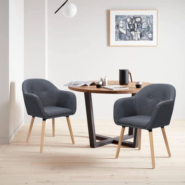 Ergonominen Rootz-tuoli - Työtuoli - Lepotuoli - Mukava pellavaverhoilu - Kestävät massiivipuujalat - Monipuolinen muotoilu - 40cm x 40cm x 82cm