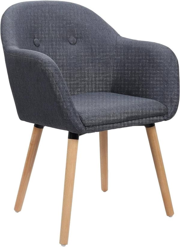 Ergonominen Rootz-tuoli - Työtuoli - Lepotuoli - Mukava pellavaverhoilu - Kestävät massiivipuujalat - Monipuolinen muotoilu - 40cm x 40cm x 82cm
