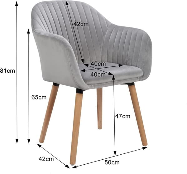 Rootz Ergonomic Dining Chair - Komfortstol - Snygga sittplatser - Sammetsklädsel - Enkel montering - Robust konstruktion - 81cm x 40cm x 47cm