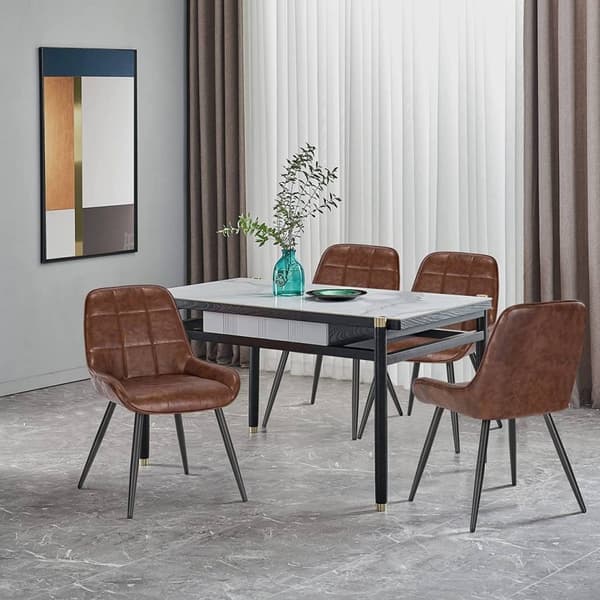 Rootz 4 ruokapöydän tuolin setti - Pehmustetut tuolit - Keinonahkatuolit - Ergonominen muotoilu - Kestävä ja vakaa - Lattian suojaus - 81,5 cm x 38 cm