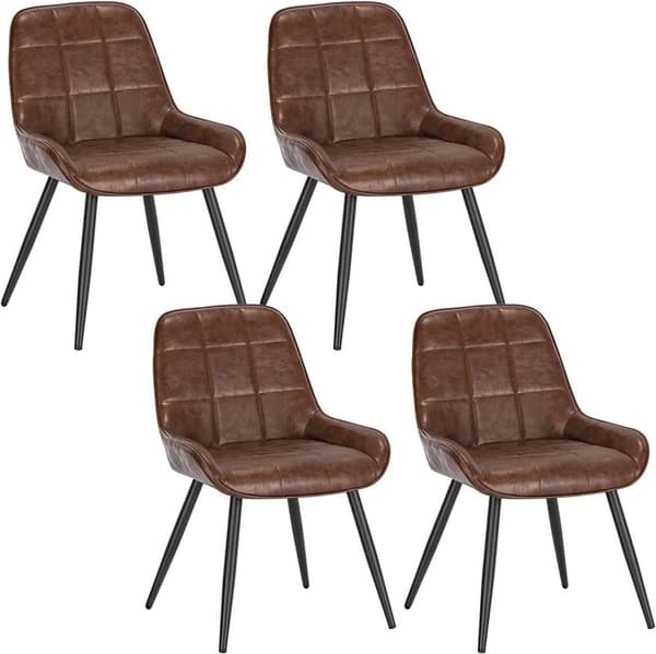 Rootz 4 ruokapöydän tuolin setti - Pehmustetut tuolit - Keinonahkatuolit - Ergonominen muotoilu - Kestävä ja vakaa - Lattian suojaus - 81,5 cm x 38 cm