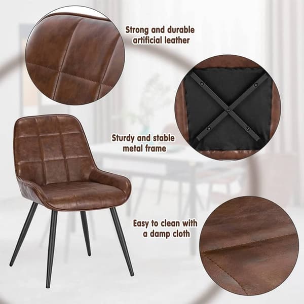 Rootz Set med 2 matstolar - Accentstolar - Stoppade stolar - Imiterat läder - Ergonomiskt och bekvämt - Robust och stabilt - Golvskydd - 81,5 cm x 38