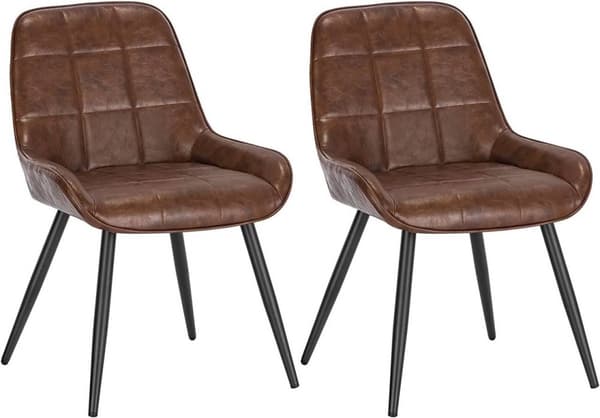 Rootz sæt med 2 spisestuestole - Accentstole - Polstrede stole - Kunstlæder - Ergonomisk og behagelig - Robust og stabil - Gulvbeskyttelse - 81,5 cm x