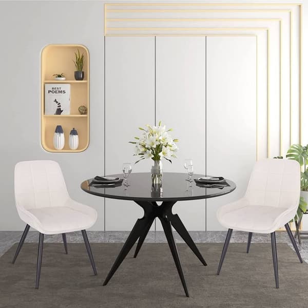 Rootz 6 ruokapöydän tuolin setti - Pehmustetut Velvet Accent -tuolit - Kermanvalkoinen - Mukava ja ergonominen - Kestävä ja lattiaystävällinen - 81,5