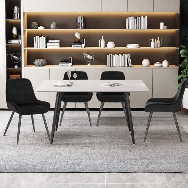 Rootz sæt med 2 fløjls spisestuestole - Polstrede accentstole - Komfortabelt og ergonomisk design - Ridsefri gulvbeskyttere - 81,5 cm x 38 cm x 43 cm