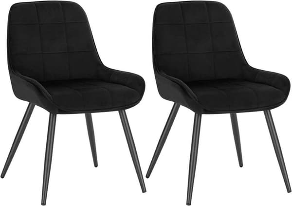 Rootz sæt med 2 fløjls spisestuestole - Polstrede accentstole - Komfortabelt og ergonomisk design - Ridsefri gulvbeskyttere - 81,5 cm x 38 cm x 43 cm