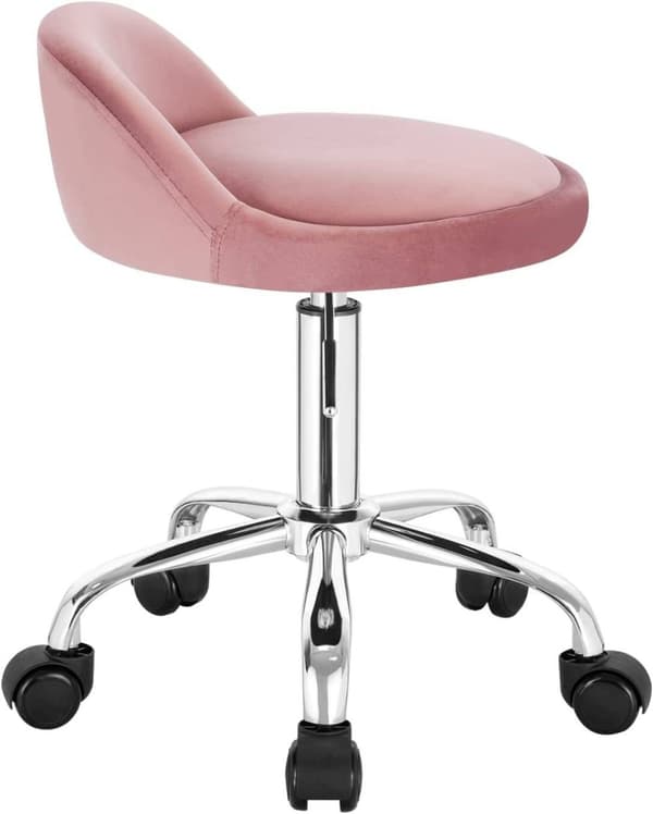 Rootz Velvet Justerbar drejestol - Barstol - Kontorstol - Højdejusterbar - 360-graders drejelig - Stabil metalbund - 53cm-65,5cm x 30cm x 30cm