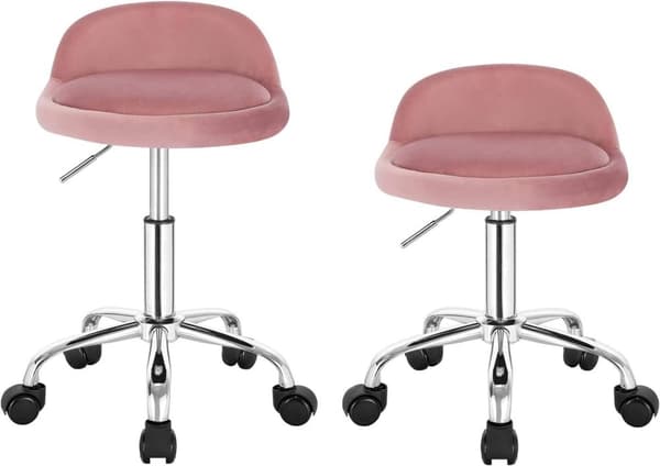 Rootz Velvet justerbar svängbar pall - Barpall - Kontorsstol - Höjdjusterbar - 360-graders vridbar - Stabil metallbas - 53cm-65,5cm x 30cm x 30cm