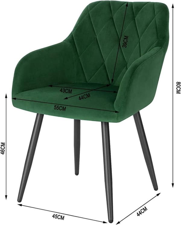 Rootz Velvet spisestuestol - Ergonomisk stol - Stilfuld siddeplads - Komfortabel, holdbar, alsidig - Fløjl + Metal - 44 cm x 42,5 cm x 85,5 cm