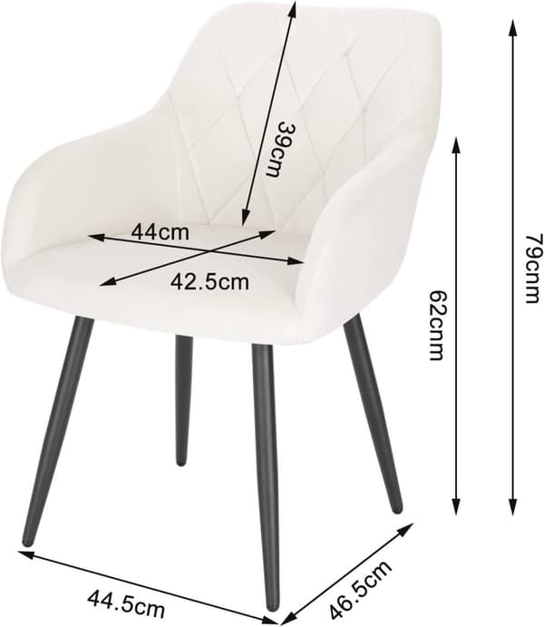 Rootz Velvet -ruokailutuolit - Comfort-tuolit - Tyylikkäät istuimet - Ergonominen muotoilu - Ylellisesti pehmustettu - Tukevat metallijalat - 44 cm x