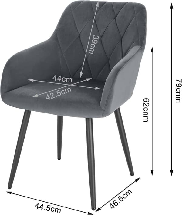 Rootz Velvet Dining Chair - Ergonomisk stol - Bekväma sittplatser - Lyxig sammet - Rejäla metallben - 44cm x 42,5cm x 46,5cm