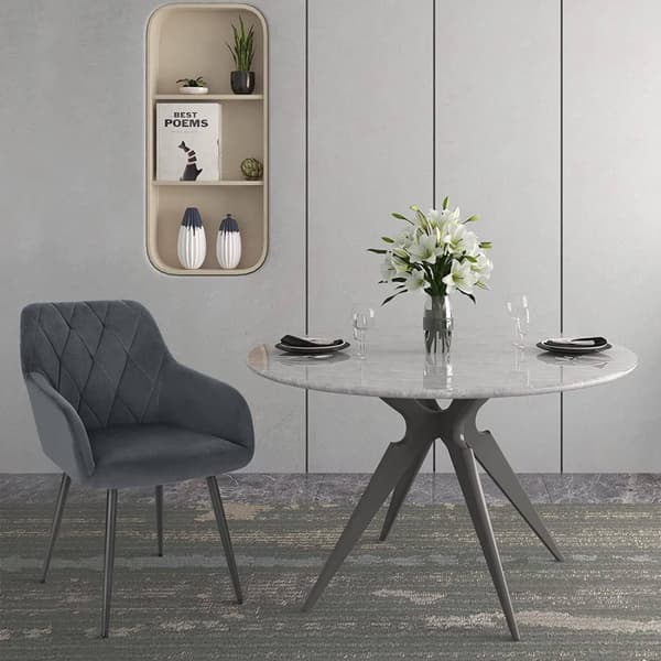 Rootz Velvet Dining Chair - Ergonomisk stol - Bekväma sittplatser - Lyxig sammet - Rejäla metallben - 44cm x 42,5cm x 46,5cm