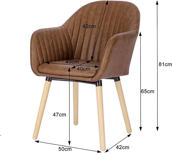 Rootz Ergonomic Dining Chair - Kontorsstol, Lounge Chair - Bekväm, hållbar, lätt att montera - konstläder - 55cm x 81cm x 59cm