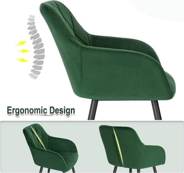 Rootz sæt med 4 spisestuestole - Lænestole - Fløjlssæder - Ergonomisk komfort - Luksuriøs fløjl - Robust og holdbar - 44 cm x 42,5 cm x 85,5 cm