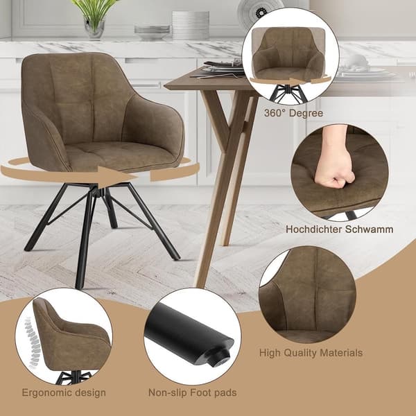 Rootz pyörivät ruokapöydän tuolit 6 kpl - Kääntyvät tuolit - Nojatuolit - Mukavat ja ergonomiset - 360° kääntyvä - Tukeva metallirunko - 58,5 cm x 82,