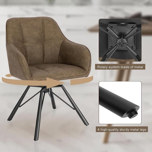 Rootz pyörivät ruokapöydän tuolit 6 kpl - Kääntyvät tuolit - Nojatuolit - Mukavat ja ergonomiset - 360° kääntyvä - Tukeva metallirunko - 58,5 cm x 82,