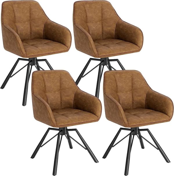 Rootz Roterende spisestuestole Sæt med 4 - Drejestole - Lænestole - Ergonomisk design - Komfortable siddepladser - Robust bygning - 58,5 cm x 82,5 cm