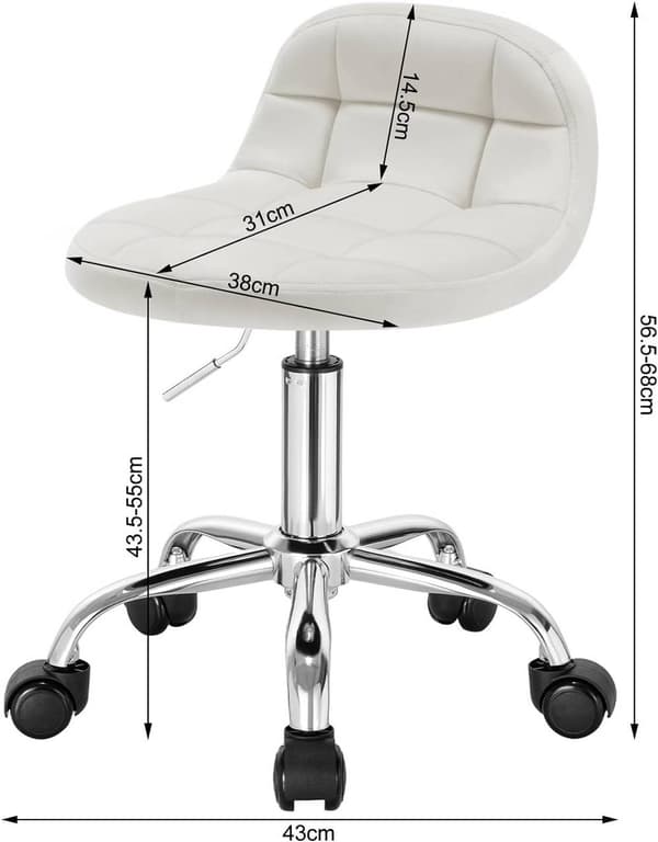 Rootz Velvet kontorstol - Justerbar skrivebordsstol - Drejeligt sæde - Komfortabel, Ergonomisk, Holdbar - 56,5 cm-68 cm x 38 cm x 31 cm