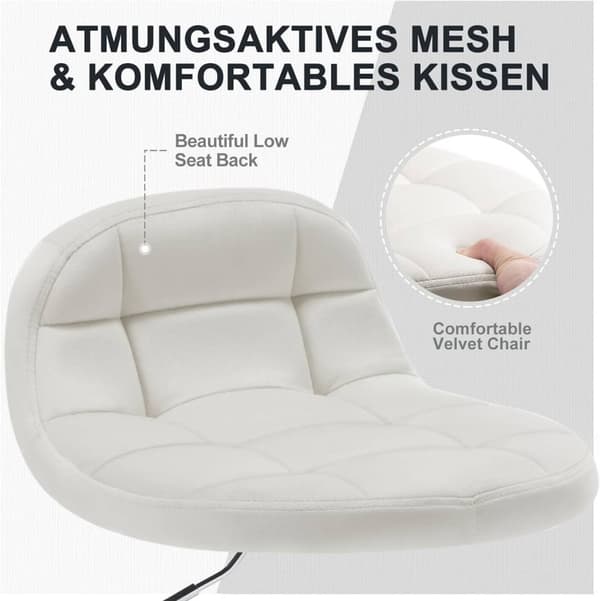 Rootz Velvet kontorstol - Justerbar skrivebordsstol - Drejeligt sæde - Komfortabel, Ergonomisk, Holdbar - 56,5 cm-68 cm x 38 cm x 31 cm