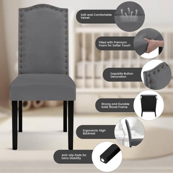 Rootz Sæt med 4 spisestuestole - Højrygstole - Fløjlssæder - Ergonomisk design - Holdbar konstruktion - Gulvbeskyttelse - 47cm x 103cm x 63cm