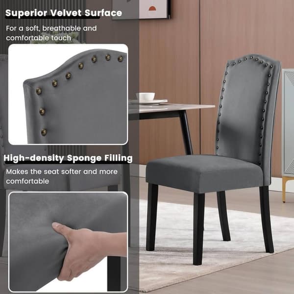 Rootz Sæt med 4 spisestuestole - Højrygstole - Fløjlssæder - Ergonomisk design - Holdbar konstruktion - Gulvbeskyttelse - 47cm x 103cm x 63cm