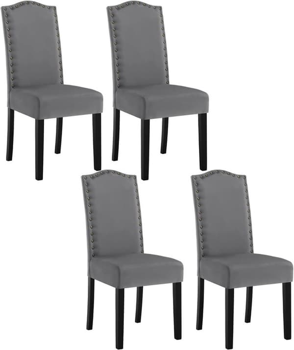 Rootz Sæt med 4 spisestuestole - Højrygstole - Fløjlssæder - Ergonomisk design - Holdbar konstruktion - Gulvbeskyttelse - 47cm x 103cm x 63cm