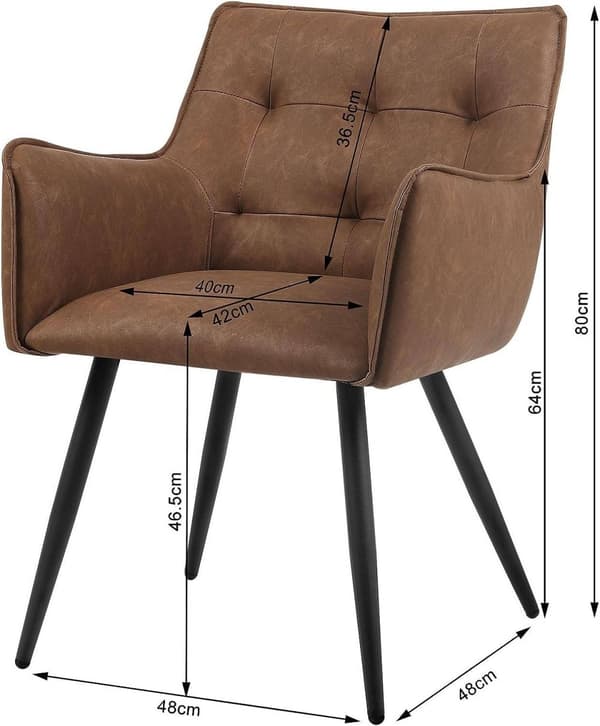 Rootz Ergonominen ruokapöydän tuoli - Työtuoli - Lepotuoli - Mukava ja pehmeä - Tukeva ja kestävä - Ergonominen muotoilu - Vintage keinonahka - 57 cm