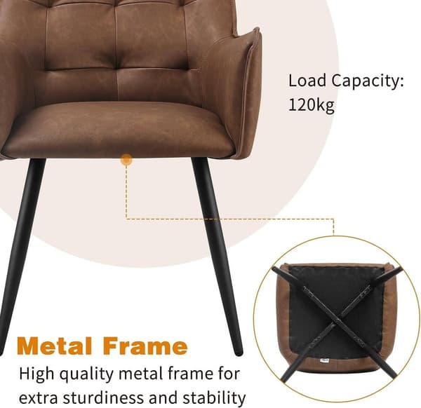 Rootz Ergonominen ruokapöydän tuoli - Työtuoli - Lepotuoli - Mukava ja pehmeä - Tukeva ja kestävä - Ergonominen muotoilu - Vintage keinonahka - 57 cm