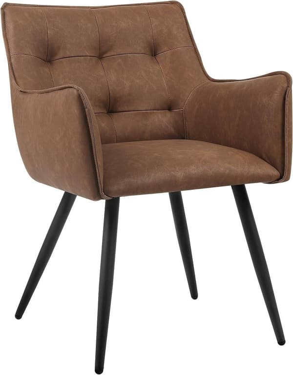 Rootz Ergonominen ruokapöydän tuoli - Työtuoli - Lepotuoli - Mukava ja pehmeä - Tukeva ja kestävä - Ergonominen muotoilu - Vintage keinonahka - 57 cm