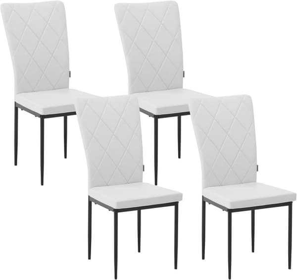 Rootz spisestuestole Sæt med 4 - Stole i imiteret læder - Stole med høj ryglæn - Komfortable siddepladser - Ergonomisk støtte - Holdbar metalramme - 4