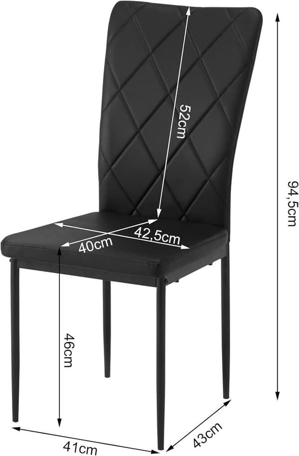Rootz-ruokailutuolisarja 4 kpl - Modernit keittiön tuolit - Toimistoistuimet - Mukava pehmustettu istuin - Ergonominen korkea selkänoja - Kestävä meta