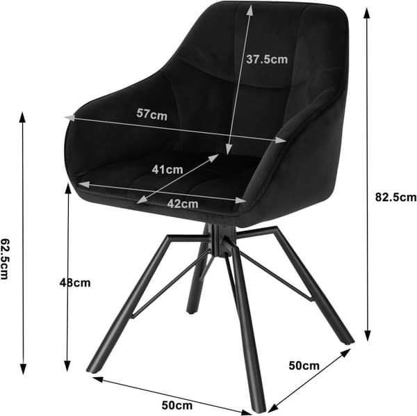 Rootz drejelig spisestuestol - Roterende stol - Fløjlsstol - Ergonomisk design - 360° drejelig - Robust konstruktion - Nem montering - 58,5 cm x 82,5