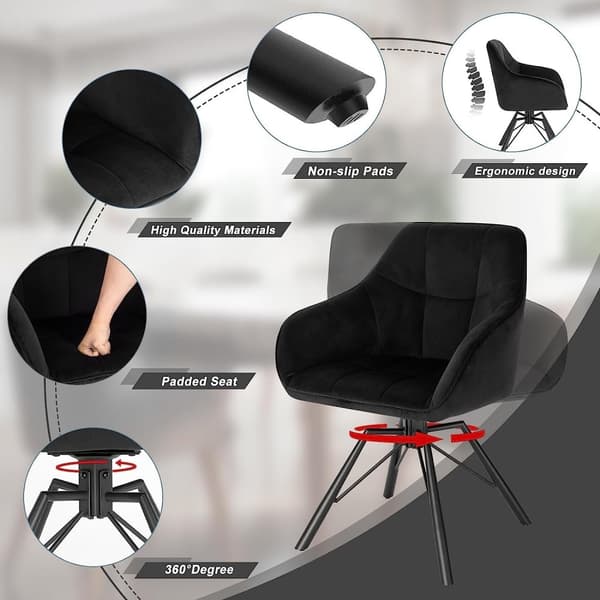 Rootz drejelig spisestuestol - Roterende stol - Fløjlsstol - Ergonomisk design - 360° drejelig - Robust konstruktion - Nem montering - 58,5 cm x 82,5