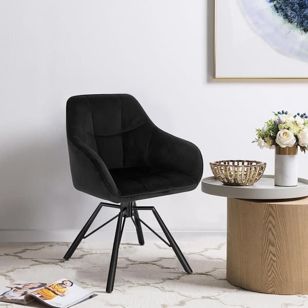 Rootz drejelig spisestuestol - Roterende stol - Fløjlsstol - Ergonomisk design - 360° drejelig - Robust konstruktion - Nem montering - 58,5 cm x 82,5