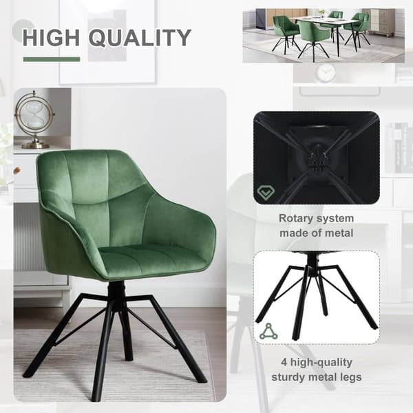 Rootz drejelig spisestuestol - Roterende stol - Fløjlskontorstol - Ergonomisk design - 360° drejelig - Nem montering - 58,5 cm x 82,5 cm x 54,5 cm