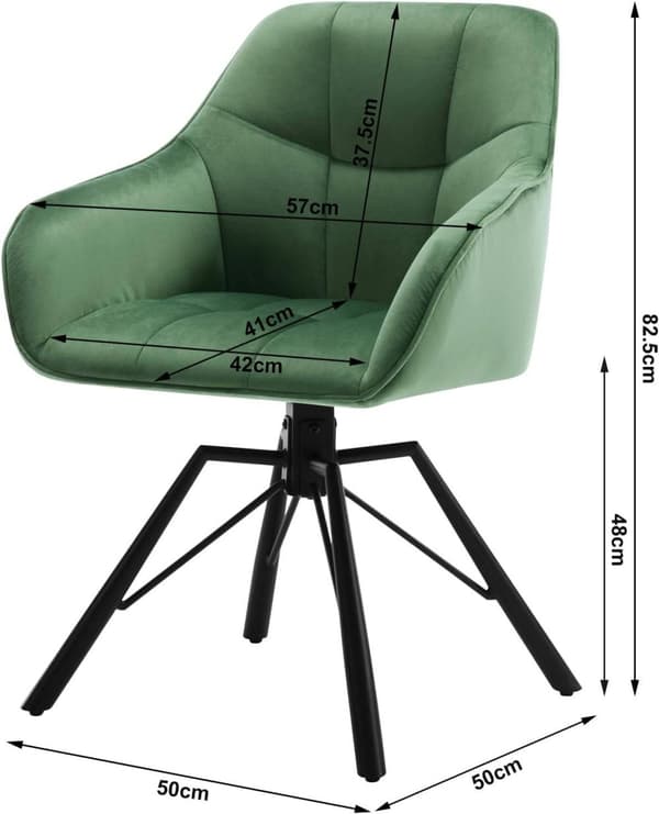 Rootz drejelig spisestuestol - Roterende stol - Fløjlskontorstol - Ergonomisk design - Luksuriøs komfort - Holdbar konstruktion - 58,5 cm x 82,5 cm x