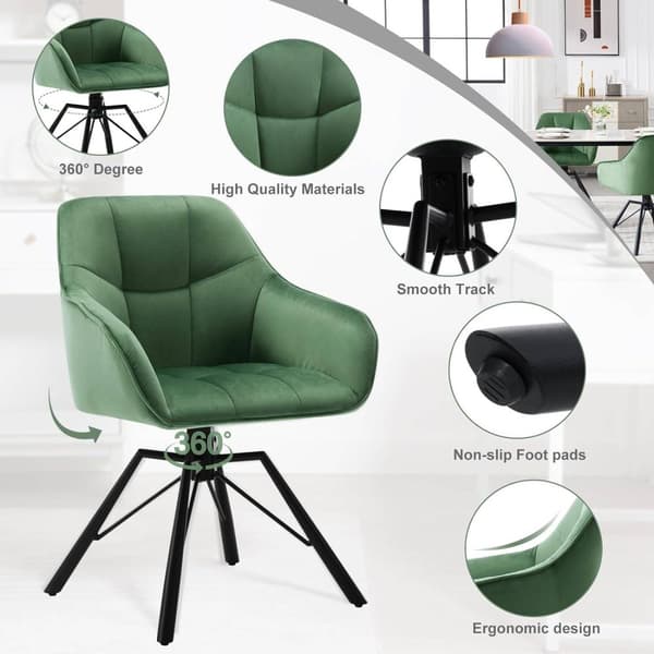 Rootz drejelig spisestuestol - Roterende stol - Fløjlskontorstol - Ergonomisk design - Luksuriøs komfort - Holdbar konstruktion - 58,5 cm x 82,5 cm x