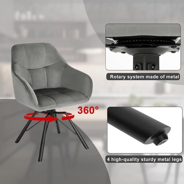 Rootz kääntyvä ruokatuoli - Pyörivä tuoli - Samettipehmustettu tuoli - Ergonominen muotoilu - Mukavat istuimet - Kestävä rakenne - 58,5 cm x 82,5 cm x