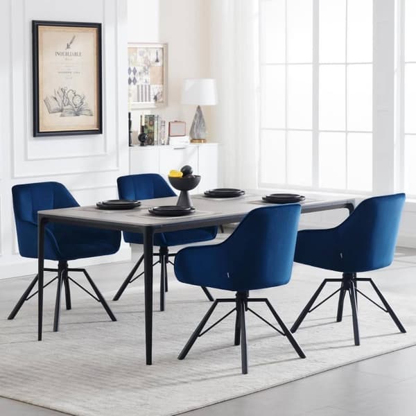 Rootz drejelig spisestuestol - Roterende stol - Fløjlskontorstol - Ergonomisk design - Komfortable siddepladser - Holdbart stel - 58,5 cm x 82,5 cm x