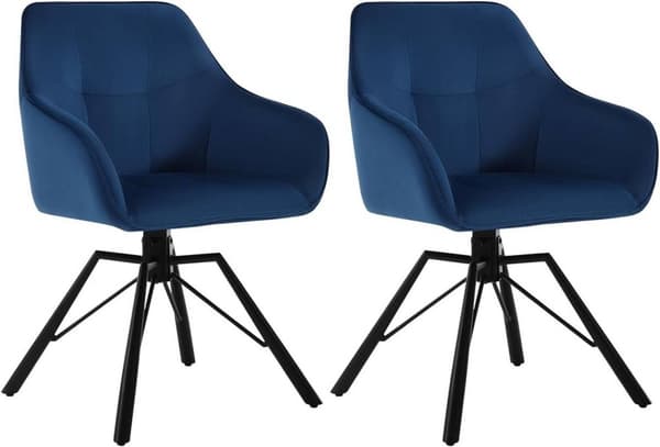 Rootz drejelig spisestuestol - Roterende stol - Fløjlskontorstol - Ergonomisk design - Komfortable siddepladser - Holdbart stel - 58,5 cm x 82,5 cm x
