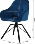 Miniatyrbillede 3 af 9: Rootz drejelig spisestuestol - Roterende stol - Fløjlspolstret stol - Ergonomisk design - Nem montering - Holdbart metalstel - 58,5 cm x 82,5 cm x 54,
