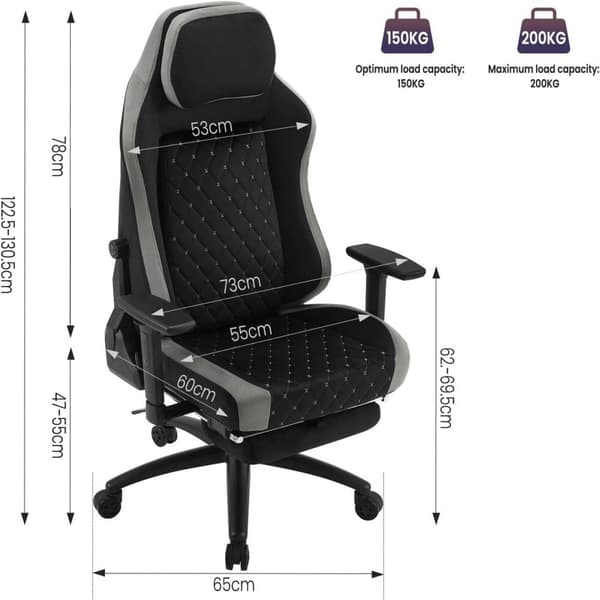 Rootz Ultimate Gaming Chair - Työtuoli - Ergonominen tietokonetuoli - Muovattu vaahtomuovi - Mukautuva ristiseläntuki - Kestävä metallirunko - 55 cm x