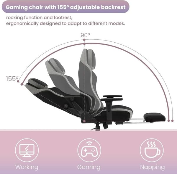 Rootz Ultimate Gaming Chair - Työtuoli - Ergonominen tietokonetuoli - Muovattu vaahtomuovi - Mukautuva ristiseläntuki - Kestävä metallirunko - 55 cm x
