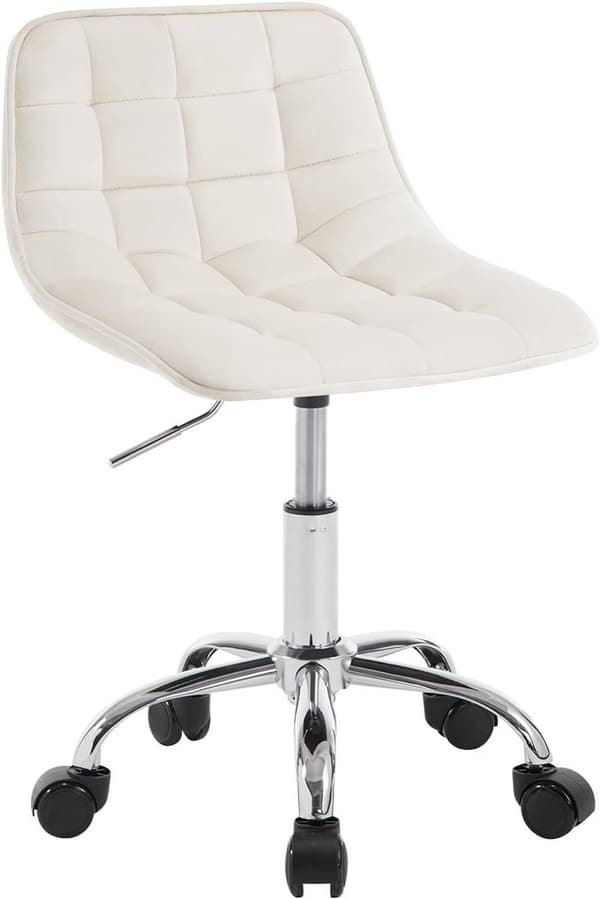 Rootz kontorstol - Ergonomisk arbejdsstol - Velvet drejestol - Komfortabel, Justerbar, Holdbar - Cremehvid - 43cm x 60-67,5cm x 50cm