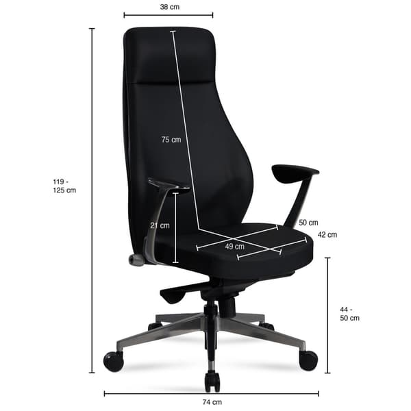 Rootz kontorsstol - Skrivbordsstol - Snurrstol - Ergonomisk design - konstläder - Bekväm & justerbar - 119cm-125cm x 74cm x 74cm
