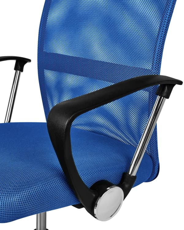 Kontorstol Blå Stoff Høydejustering Svingbar Hjul Armlener Moderne design Skrivebordsstol Kontor