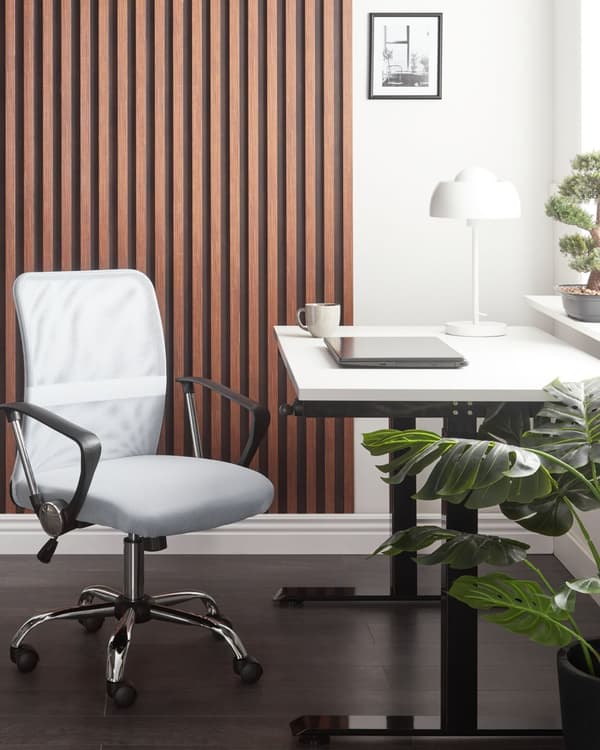 Kontorsstol Off-white Mesh Tygklädsel Snurrbar Skrivbordstol Datorstol Justerbar Sits Kontor Arbetsrum