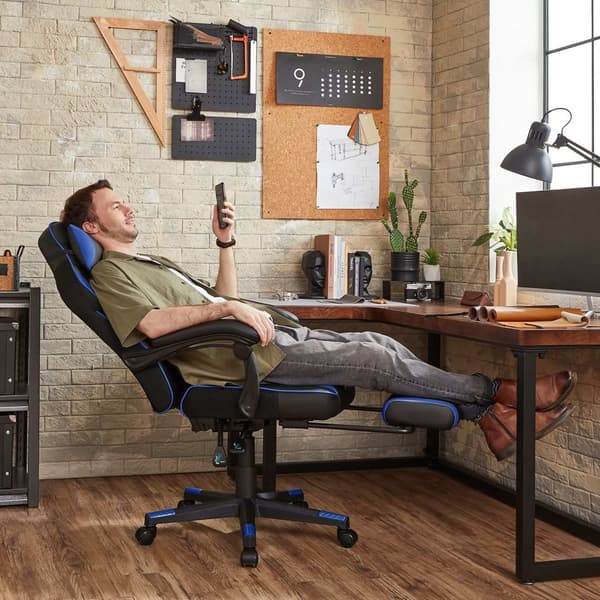 Rootz Racing Style Gaming Stol - Kontorstol - Hvilestol - PU-læder - Maksimal komfort - Justerbar fodstøtte - Ergonomisk design - 67cm x 66cm x 116-12